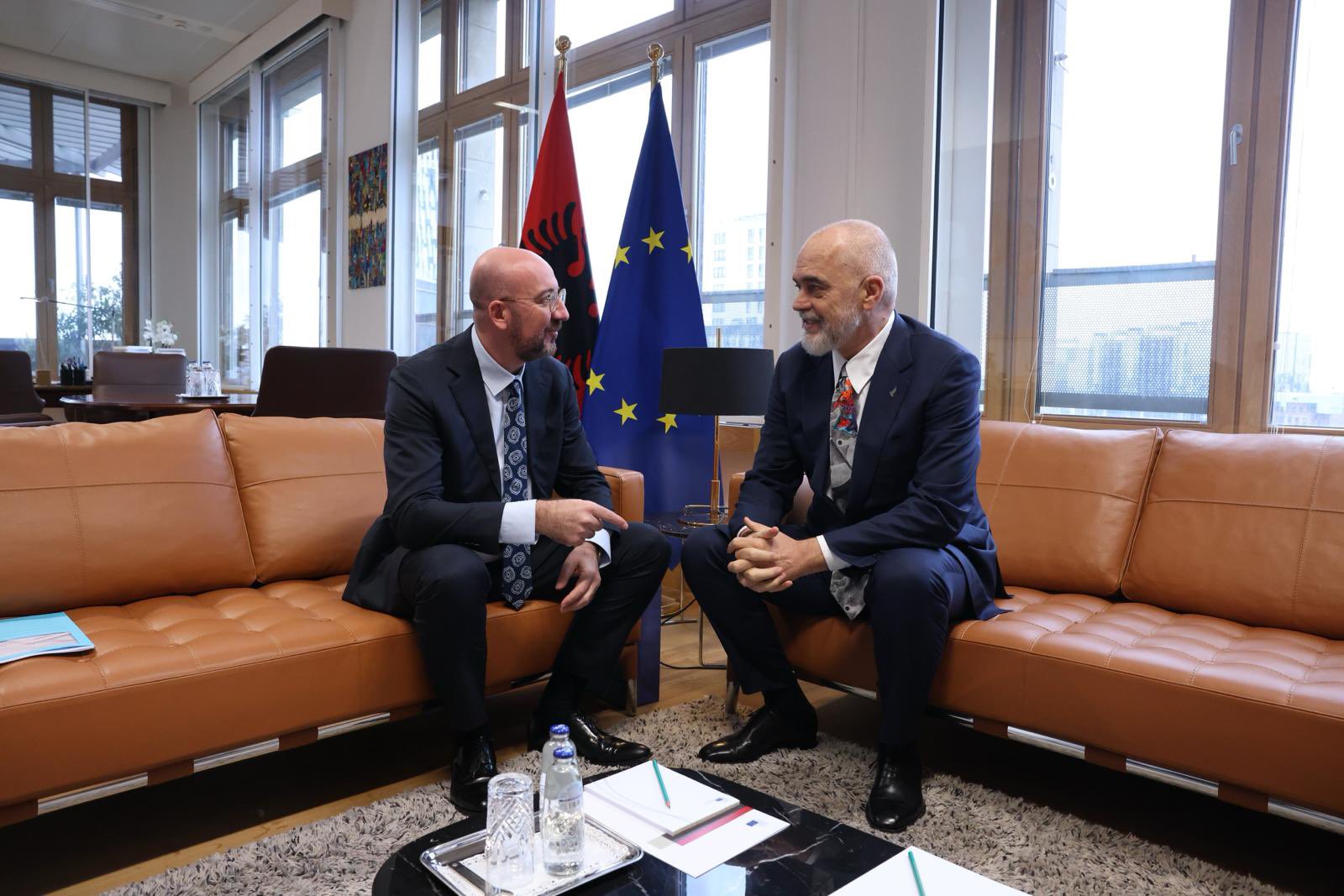 presidenti i kie charls michel pret kryeministrin rama dhe zbulon temat e diskutimit mbeshtesim shqiperine ne rrugen e integrimit