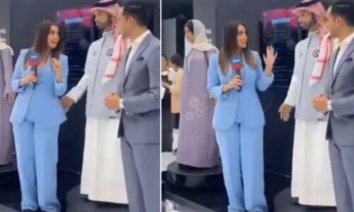 arabi saudite videoja e nje roboti te inteligjences artificiale qe prek gazetaren ne te pasme behet virale