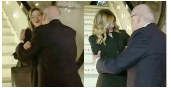gafa e kryeministrit libanez ngaterron melonin me asistenten e puth dhe e perqafon