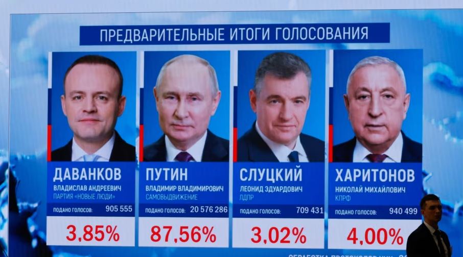 “Presidencialet” ruse, Moska publikon rezultatet paraprake, Putin fiton rreth 88 përqind të votave