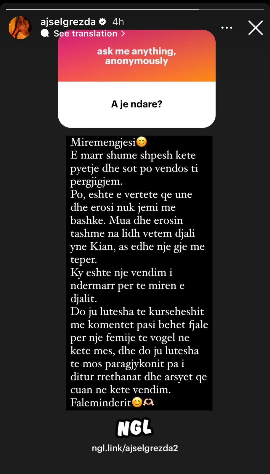 ajsel abazi konfirmon ndarjen me eros grezden futbollisti e mohoi por ish bashkeshortja tregon arsyet pse i dhane fund marteses