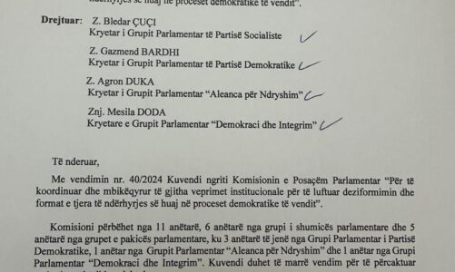 opozita nuk e miratoi ngritjen e komisionit per dezinformimin nikolla leter grupeve parlamentare per te propozuar anetaret
