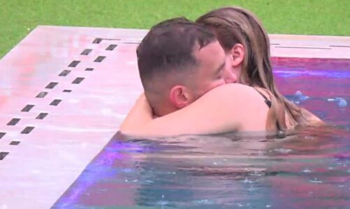 video puthje dhe perqafime romeo dhe heidi caste romantike ne pishine teksa bie shi