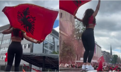 krenare qe jam shqiptare ish banorja e bbv hipen mbi makine dhe valevit flamurin kombetar ne mesin e mijera tifozeve ne dortmund video