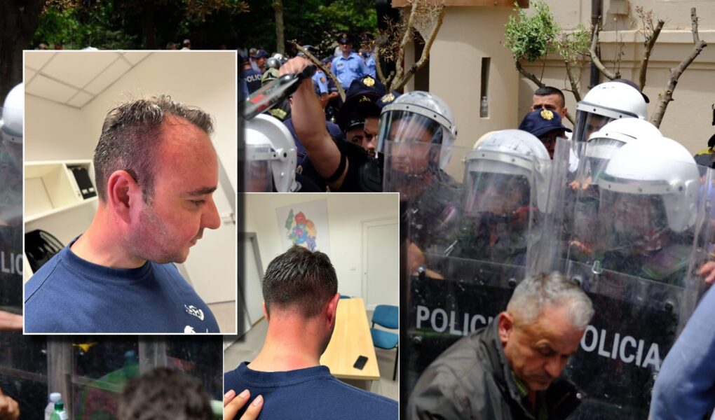 lendimi i zyrtareve te opozites gjate protestes para bashkise berisha denoj me force keto akte kriminale kellici sjellje barbare e policise
