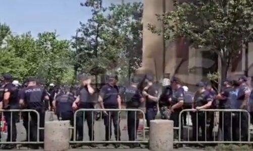 video protestuesi hedh molotov drejt bashkise se tiranes lendohet ne kembe polici