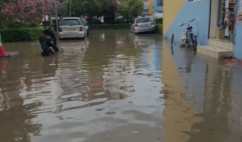 video reshje te dendura shiu ne lezhe permbytje ne disa rruge te qytetit