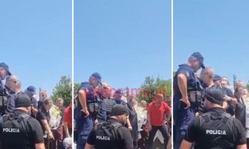 video blindohet tufina qindra forca policie ruajne dritan dajtin pasi mori leje per ti dhene lamtumiren e fundit nenes se tij pamjet nga ceremonia e varrimit