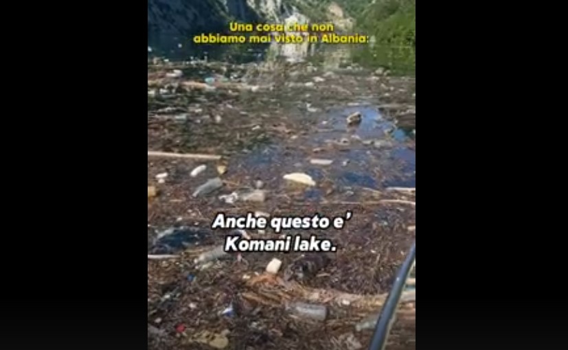 video blogerja italiane publikon videon tronditese ndotje skandaloze ne liqenin e komanit mbetje plastike edhe njefrigorifer qe lundron ne uje