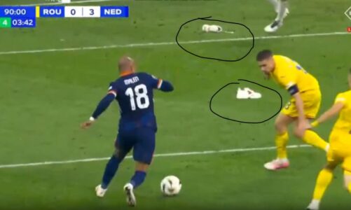 video ngjarja e cuditshme pesoi gol kunder holandes portierin rumun e shperqendron nje kepuce