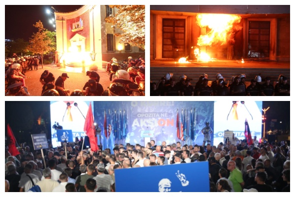 zjarr dhe molotov para kryeministrise dhe bashkise mesazhet e berishes dhe thirrja per qeveri teknike cfare ndodhi ne 3 ore proteste te opozites