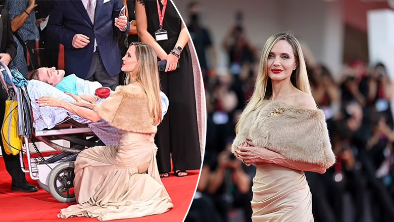 FOTO/ Momenti emocionues kur Angelina Jolie takon fansin e sëmurë në shtrat gjatë Festivalit të Filmit në Venecia