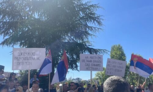 kosovo serbs protest against move to open bridge in mitrovica