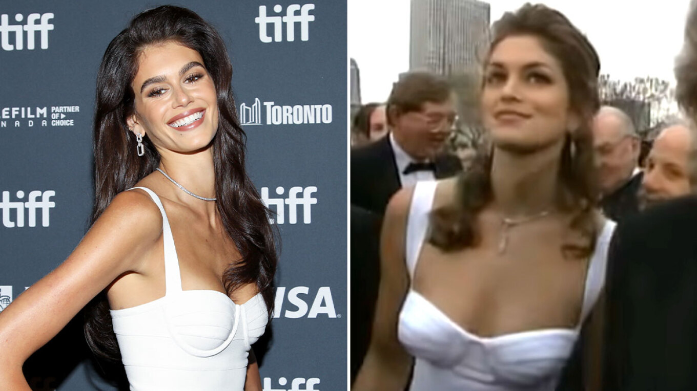 ngjashmeria befasuese e vajzes se cindy crawford me te emen kaia gerber risjell pamjen e nenen e saj ne oscars 1993