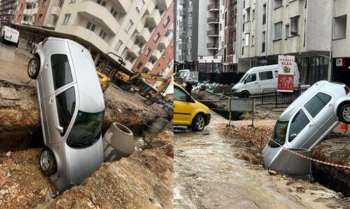 VIDEO/ Makina bie në gropën e punimeve në Fushë Kosovë