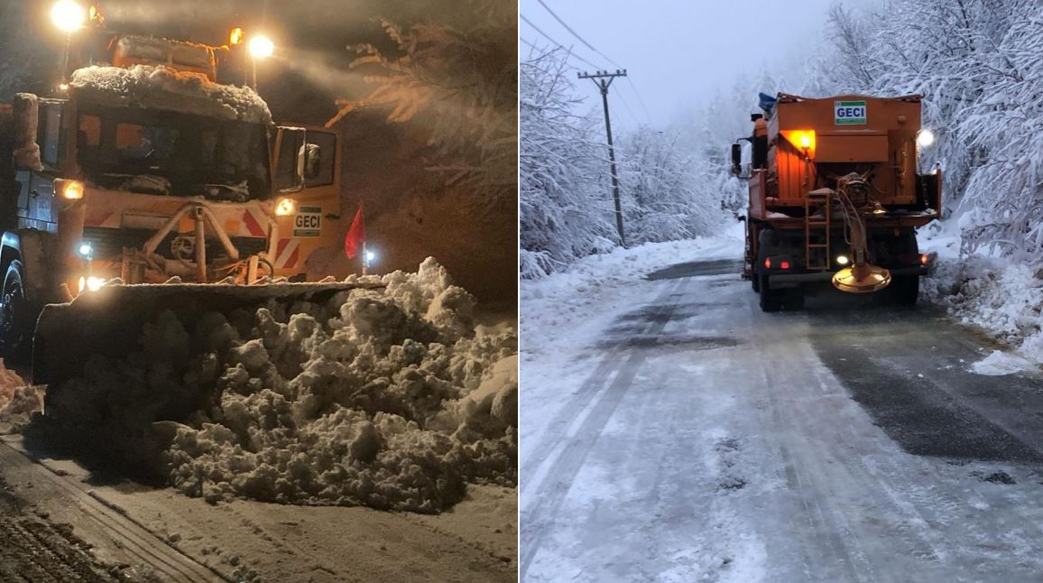 reshjet e dendura te debores gjate nates ja si paraqitet situata ne akset rrugore