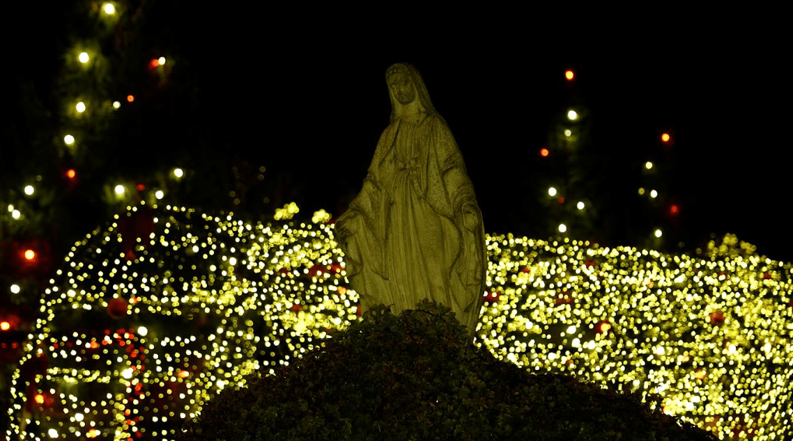 Christmas decorations at Pjetershan Catholic church in Kosovo in December 2024. Photo: BIRN